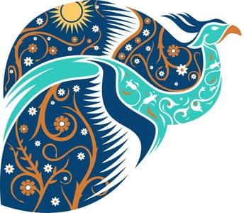 Eighth GEF Assembly logo interpretation of simurgh bird